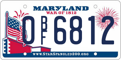 MD license plate 0BF6812