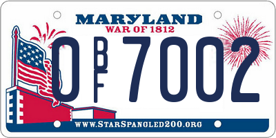 MD license plate 0BF7002