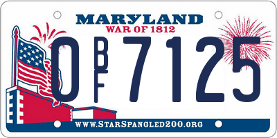 MD license plate 0BF7125