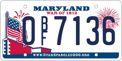 MD license plate 0BF7136