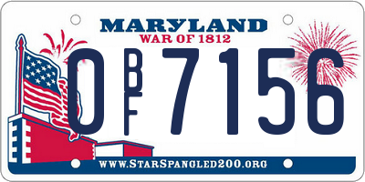 MD license plate 0BF7156
