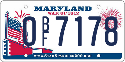 MD license plate 0BF7178
