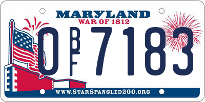 MD license plate 0BF7183