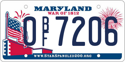MD license plate 0BF7206