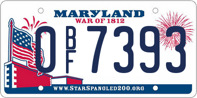MD license plate 0BF7393