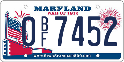 MD license plate 0BF7452
