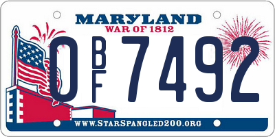 MD license plate 0BF7492