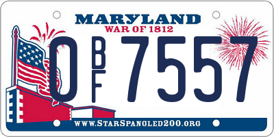 MD license plate 0BF7557