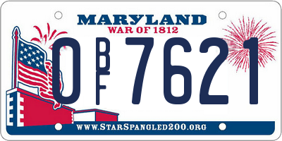 MD license plate 0BF7621