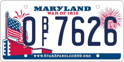 MD license plate 0BF7626