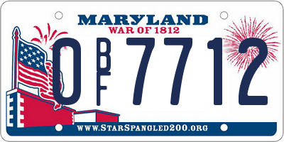 MD license plate 0BF7712