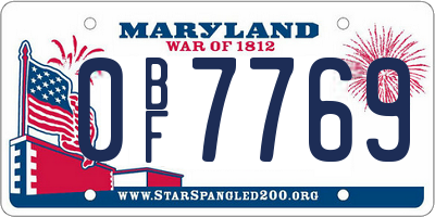 MD license plate 0BF7769