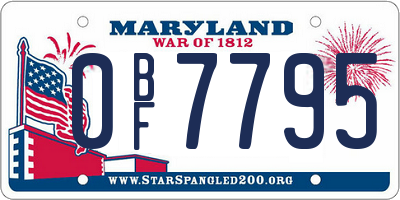 MD license plate 0BF7795