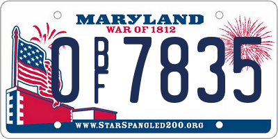 MD license plate 0BF7835