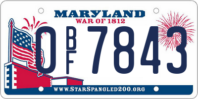 MD license plate 0BF7843