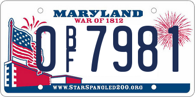 MD license plate 0BF7981