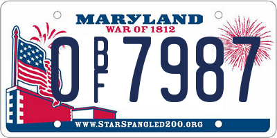 MD license plate 0BF7987