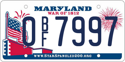 MD license plate 0BF7997