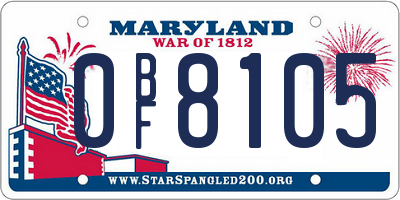 MD license plate 0BF8105