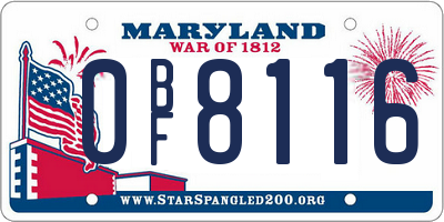 MD license plate 0BF8116