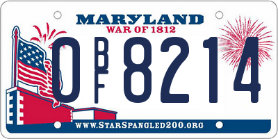 MD license plate 0BF8214