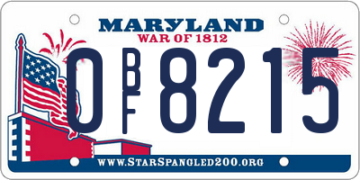 MD license plate 0BF8215