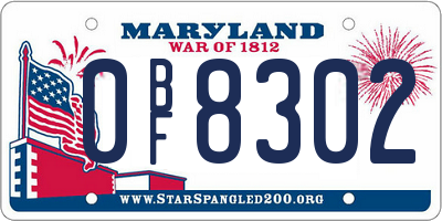 MD license plate 0BF8302