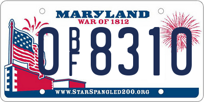 MD license plate 0BF8310