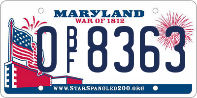 MD license plate 0BF8363