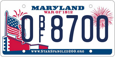 MD license plate 0BF8700
