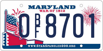 MD license plate 0BF8701
