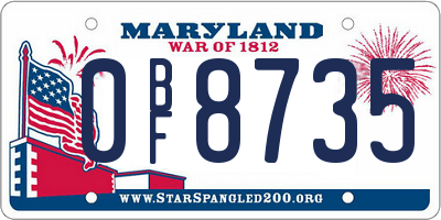 MD license plate 0BF8735