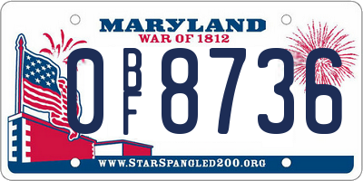 MD license plate 0BF8736