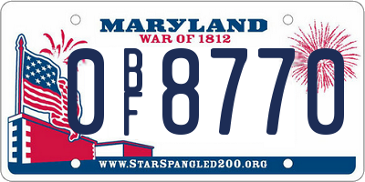 MD license plate 0BF8770
