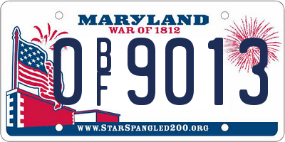 MD license plate 0BF9013