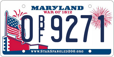 MD license plate 0BF9271