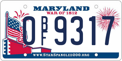 MD license plate 0BF9317