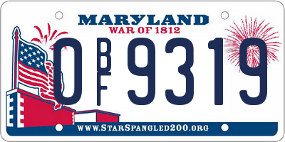 MD license plate 0BF9319