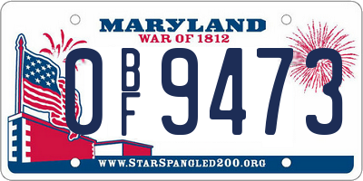 MD license plate 0BF9473