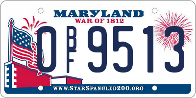 MD license plate 0BF9513