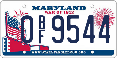 MD license plate 0BF9544