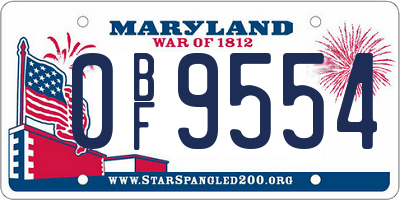 MD license plate 0BF9554