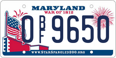 MD license plate 0BF9650