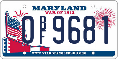 MD license plate 0BF9681