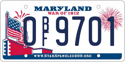 MD license plate 0BF9701