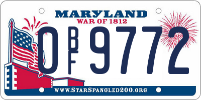 MD license plate 0BF9772