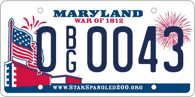 MD license plate 0BG0043
