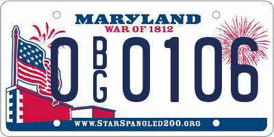 MD license plate 0BG0106