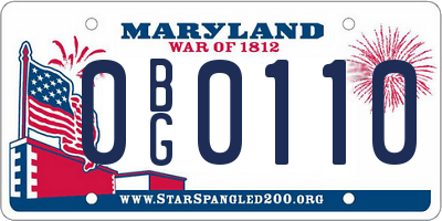 MD license plate 0BG0110