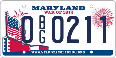 MD license plate 0BG0211